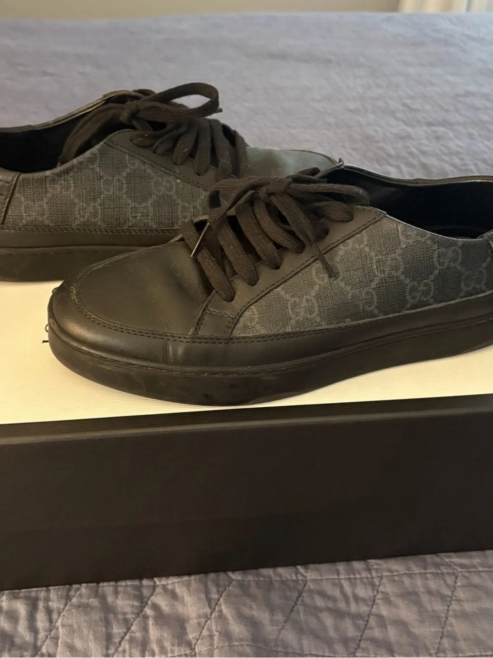 Gucci Black GG Monogram Low-Top Sneakers